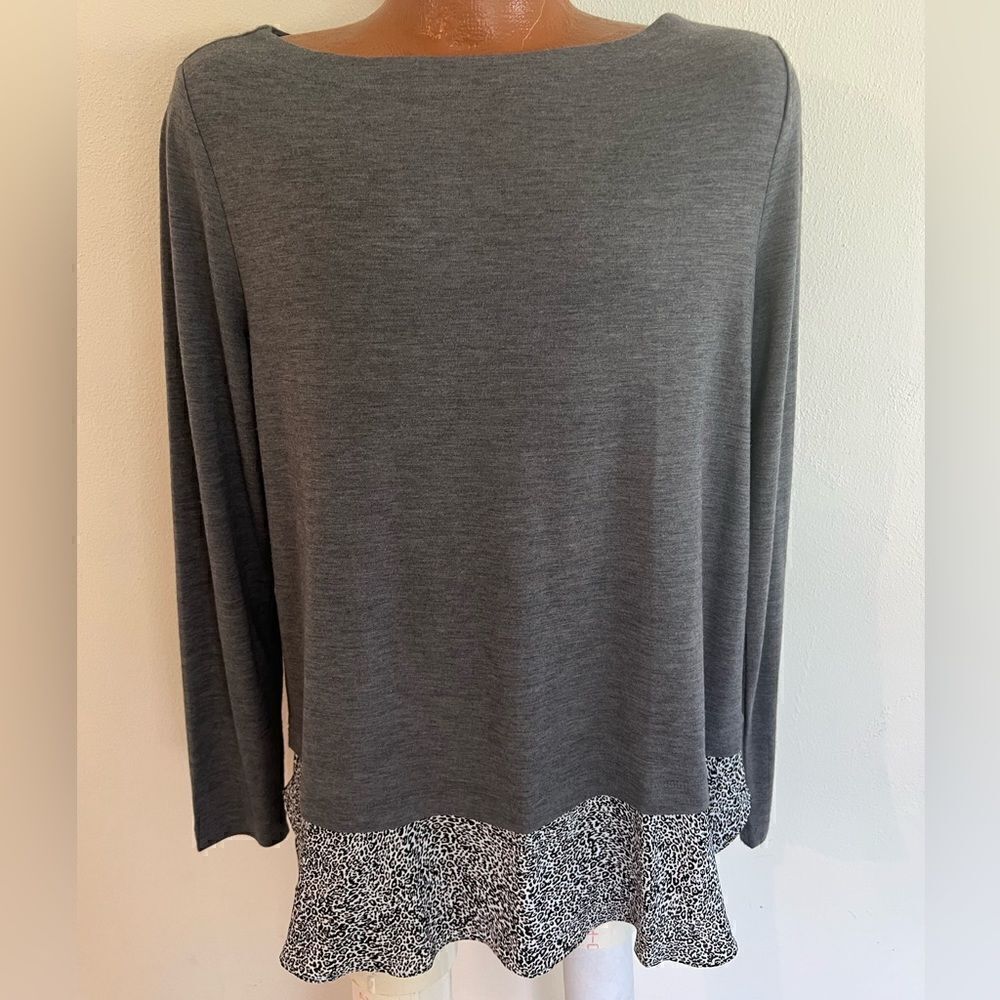 Loft Long Sleeve/Long Grey shirt with silk bottom